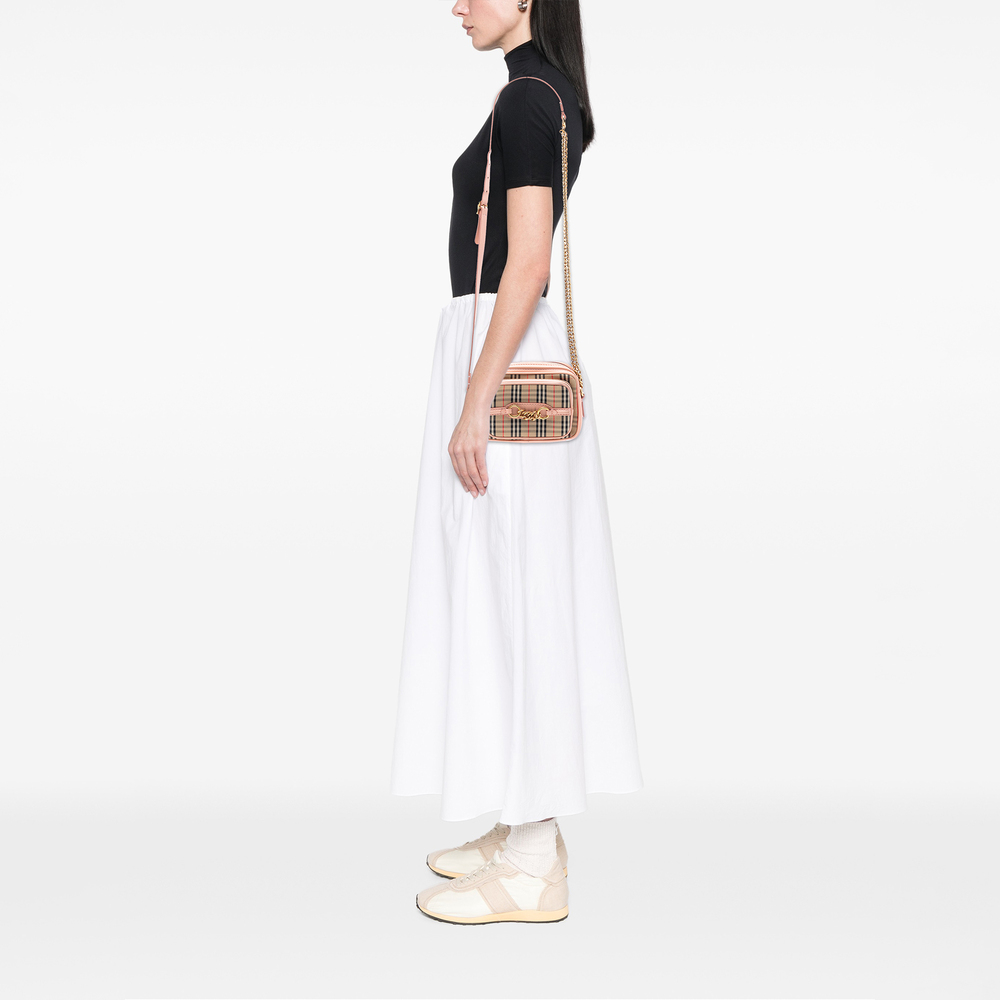 Pre-Loved Burberry 1983 Knight Check Canvas and Calfskin Link Camera Bag - Picture 7 of 7